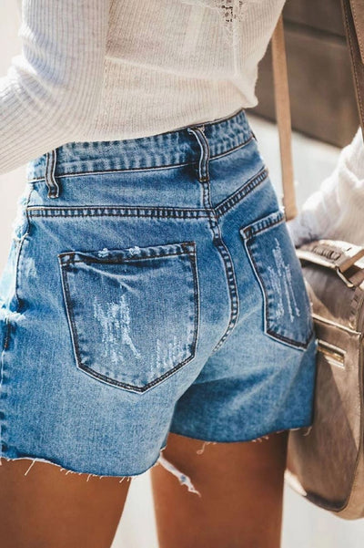 ICC-XC487 Light Blue Ripped Short Jeans